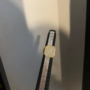 טבעת חותם אות אישית משובצת אבני זירקון שקופות לבחירה ב-3 גוונים